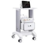 VEVOR 2 Tiers Lab Carts, Lab Utility Cart with 1 Drawer & 1 Top Tray, Mobile Medical Cart with ABS Material, Lab Rolling Cart with 4 Silent Wheels for Lab, Clinic, Hospital, Salon, White