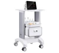 VEVOR 2 Tiers Utility Drawer & 1 Top Tray, Mobile Medical ABS Material, Rolling Cart with 4 Silent Wheels for Lab, Clinic, Hospital, Salon, Grey+White, 18.3 x 18 x 29.75 in