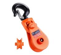 VEVOR 2 Ton Snatch Block with Swivel Hook 3"""" Sheave 3/8"""" Inch Wire Rope Heavy Duty Snatch Block Pulley 4400 lbs for Towing and Recovery Opera