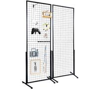 VEVOR 2' x 5.6' Grid Wall Panels Tower, 2 Packs Wire Gridwall Display Racks with T-Base Floorstanding, Double Side Gridwall Panels for Art Craft Show