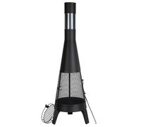 VEVOR Chiminea, 20 Inch Outdoor Wood Burning Firepit, Conical Fireplace for BBQ & Warming, Outside Wooden Fire Pit with Grill Mesh, Chimney Coat & Rustproof Chiminea Lid, for Patio, Garden, Backyard