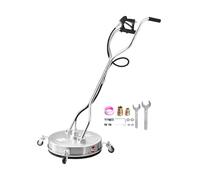 VEVOR 20" Pressure Washer Surface Cleaner, Stainless Steel Pressure Washer Attachments with 4 Wheels, 4500 Max PSI, 3/8 Quick Connector, 2 Spray Nozzles, Dual Handle, for Concrete, Patio, Sidewalk