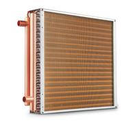 VEVOR Heat Exchanger Water to Air, 20"x 20" with 3-Row 3/8" Copper Ports, 242 Aluminum Fins Heat Exchanger for Outdoor Wood Furnaces, Residential Heat