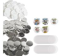 VEVOR 200 Sets 3 inch 75mm Pin Back Button Parts for Button Maker Machine, DIY Round Button Badge Parts, Set Includes Metal Top, Plastic/Metal Button, Clear Film, and Blank Paper for Gifts Presents