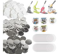 VEVOR 200 Sets 3 inch 75mm Pin Back Button Parts, DIY Round Button Badge Parts, Set Includes Metal Top, Plastic/Metal Button, Clear Film, and Blank Paper For Gifts Presents, Machine NOT Included