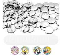 VEVOR 200 Sets 3 inch 75mm Pin Back Button Parts for Button Maker Machine, DIY Round Button Badge Parts, Set Includes Metal Top, Plastic/Metal Button, Clear Film, and Blank Paper for Gifts Presents