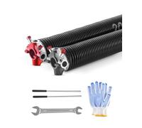 VEVOR 207-2-24 Torsion, Pair of 0.207 x 2 x 24 in, 16000 Cycles, Electrophoresis Black Coated for Replacement, Garage Door Springs with Non-Slip Winding Bars, Gloves and Mounting Wrench