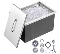 VEVOR 22"x17"x12" Drop in Ice Chest Ice Cooler Ice Bin Stainless Steel w/Cover