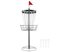 VEVOR Disc Golf Basket, 24-Chains Portable Disc Golf Target Hole, Heavy Duty Steel Practice Disc Golf Target, Indoor & Outdoor Disc Golf Course Basket, Disc Golf Basket Stand Equipment, Black