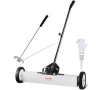 VEVOR 24-Inch Magnetic Sweeper with Wheels, 50 lbs Capacity, with Telescoping Magnetic Pickup Tool, Adjustable Handle, Magnetic Pickup Sweeper to Pick Up Nails and Screws, for Workshop, Garage, Yard