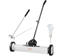 VEVOR 24-Inch Magnetic Sweeper with Wheels, 50 lbs Capacity, with Telescoping Magnetic Pickup Tool, Adjustable Handle, Magnetic Pickup Sweeper to Pick Up Nails and Screws, for Workshop, Garage, Yard