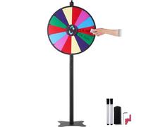 VEVOR 24 inch Spinning Prize Wheel, 14 Slots Spinning Wheel, Roulette Wheel with a Dry Erase and 2 Markers, Tabletop or Floor Standing Win Fortune Spin Games in Party Pub Trade Show Carnival