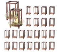 VEVOR 24 Pcs Wooden Wedding Lantern, Cedar Wood and Plastic Wooden Lantern Candle Holder, Rustic Decorative Home Centerpiece Ideal for Wedding Table Party Farmhouse Indoor Decor, Brown