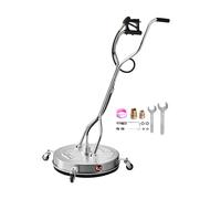 VEVOR 24" Pressure Washer Surface Cleaner, Stainless Steel Pressure Washer Attachments with 4 Wheels, 4000 Max PSI, 3/8 Quick Connector, 2 Spray Nozzles, Dual Handle, for Concrete, Patio, Sidewalk