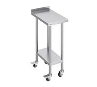 VEVOR 24 x 15 x 40 Inch Commercial Food Casters, Heavy Duty Prep Worktable, Metal Work Table with Adjustable Height for Restaurant, Home and Hotel, Silver