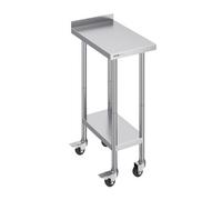 VEVOR 24 x 15 x 40 Inch Commercial Food Casters, Heavy Duty Prep Worktable, Metal Work Table with Adjustable Height for Restaurant, Home and Hotel, Silver