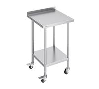 VEVOR 24 x 24 x 40 Inch Stainless Steel Work Table, Commercial Food Prep Worktable with Casters, Heavy Duty Prep Worktable, Metal Work Table with Adjustable Height for Restaurant, Home and Hotel