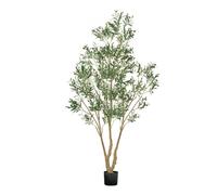 VEVOR 240cm Artificial Olive Tree with Black Pot, Tall Fake Tree with Natural Wood Trunk & Realistic Green Leaves and Fruits, Indoor Faux Plant for Ho