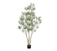 VEVOR 240cm Artificial Olive Tree with Black Pot, Tall Fake Tree with Natural Wood Trunk & Realistic Green Leaves and Fruits, Indoor Faux Plant for Home, Office, Living Room, Corner Decor