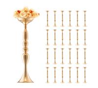 VEVOR 24PCS 50cm/19.7” Tall Wedding Flower Vase, Metal Wedding Centerpiece, Gold Floral Arrangement Stand Display Rack for Tables Wedding Dinner Party, Anniversary Ceremony Birthday Event Decor