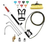 VEVOR 25 FT Pressure Washer Telescoping Wand, Power Washer Extension Wands | High Pressure Hose, Brush Head, 7 Nozzles, Hose Adapter, Upgrade Support Belt, Storage Bag, 4000 PSI for High Cleaning