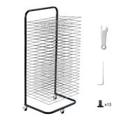VEVOR 25 Removable Shelves 17 x 13 x 39.4 inch Lockable Wheels, Carbon Steel Painting Drying Rack for Artwork in Classroom, Art Studios and Schools, Black, 423 x 317 mm