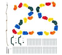 VEVOR 25 Rock Climbing Holds, Multi-Size and Colored Climbing Rocks for Kids and Adults, Rock Wall Holds with Knotted Rope, Handles and Mounting Hardware, Climbing Wall Grips for Indoor and Outdoor