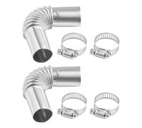 VEVOR 25150 2P Abgasrohr Winkelverbinder (2 Pieces). 25 mm Gas Vent Hose Stainless Steel Wind Protection Cap Auxiliary Car Exhaust Pipe with 4 Clips for 2 5 8 kW Diesel Heater, Silver