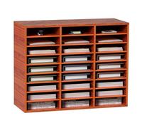VEVOR Wood Literature Organizer File Sorter Paper Storage Holder 27 Slots Brown