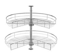 VEVOR 28" 2 Tier Kidney Shaped Chrome Corner Organizer Lazy Susan Cabinet Blind