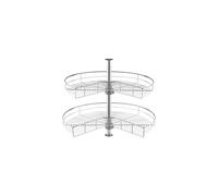 VEVOR 28" Kidney Shaped Chrome Corner Organizer, 2 Tier Height Adjustable Storage Rack, Carbon Steel Lazy Susan Replacement Shelf for Cabinet Corner