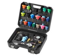 VEVOR 28 pcs Universal Radiator Pressure Tester Kit, Coolant Pressure Tester Kit with Manual Pump and Color-coded Test Caps, Coolant Vacuum Refill kit