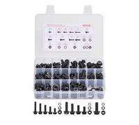 VEVOR 280 Pcs Bolts and Nuts Assortment Kit, Metric Machine Screws and Flat Washers, Alloy Steel M6/M8/M10 Multiple Size, for Furniture/Equipment Assembly, Vehicle Grade 10.9 Black, with Case
