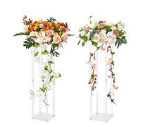 Vevor 2Pcs 31.5Inch / 80Cm High Wedding Flower Stand, With Acrylic Laminate, Acrylic Vase Column Centerpiece Stands
