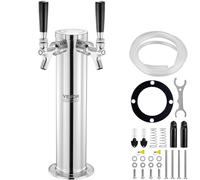 VEVOR 2TJZ Stainless Steel Keg Beer, Kegerator Tower Kit with Pre-Assembled Tubing and Self-Closing Faucet Shanks for Party, Bar, Pub, Restaurant, Silver