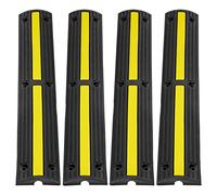 VEVOR 3.28 ft Cable Protector Ramp, 4 Pack of 1 Channel, 18000 lbs/axle Capacity Heavy Duty Rubber Speed Bumps, Floor Cord Cable Protector Wire Cover, for Residential Areas, Private Garages, Gardens