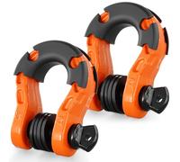 VEVOR 3/4" D-Ring Shackle, 2 Pack Alloy Steel Shackles 66139 lbs (30 Ton) Break Strength with 7/8" Screw Pin, Isolators & Washers, Heavy Duty Off Road Vehicle Recovery Shackle for Jeep Truck, Orange