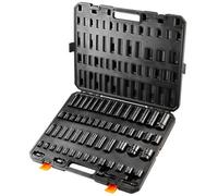 Vevor 3/8" & 1/2" Drive Impact Socket Set, 59Pcs Sae & Metric 6-32mm, 6Pt Cr-Mo Steel, Auto Repair, Case