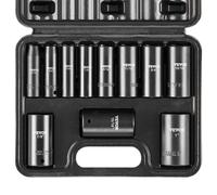 VEVOR 3/8" Drive Impact Socket Set, 11 Piece Deep Socket Set SAE 5/16"-1", 6 Point CR-V Alloy Steel for Auto Repair, Easy-to-Read Size Markings, Rugged Construction, Includes Storage Case