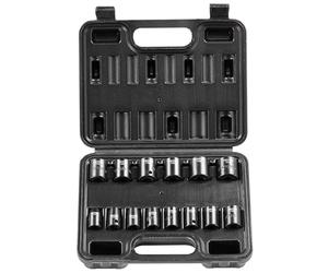 VEVOR 3/8" Drive Impact Socket Set, 14 Piece Shallow Socket Set Metric 7-20mm, 6 Point Cr-Mo Alloy Steel for Auto Repair, Easy-to-Read Size Markings, Rugged Construction, Includes Storage Case