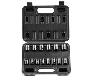 VEVOR 3/8" Drive Impact Socket Set, 14 Piece Shallow Socket Set Metric 7-20mm, 6 Point Cr-Mo Alloy Steel for Auto Repair, Easy-to-Read Size Markings,