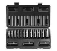 VEVOR 3/8" Drive Impact Socket Set, 15 Piece Deep Socket Set Metric 8-22mm, 6 Point Cr-Mo Alloy Steel for Auto Repair, Easy-to-Read Size Markings, Rugged Construction, Includes Storage Case