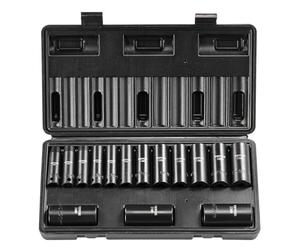 VEVOR 3/8" Drive Impact Socket Set, 15 Piece Deep Socket Set Metric 8-22mm, 6 Point Cr-Mo Alloy Steel for Auto Repair, Easy-to-Read Size Markings, Rugged Construction, Includes Storage Case