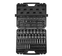 VEVOR 3/8" Drive Impact Socket Set, 90 Piece Socket Set SAE 1/4"-3/4" and Metric 6-19mm, 6 Point Cr-Mo Alloy Steel for Auto Repair, Includes Extension Bars Universal Joint Adapter Lock Storage Case