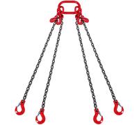 VEVOR Chain Sling, 3/8 inch x 10 ft Lifting Chains with Hooks, G80 Engine Chain Hoist Lifts, 18400 lbs/8 Ton Lifting Sling Chains for Engine Hoist, Engine Lift Chain with 4 Leg Grab Hooks & Adjusters