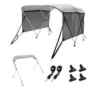 VEVOR 3 Bow Bimini Top Boat Cover, Detachable Mesh Sidewalls, 600D Polyester Canopy with 1" Aluminum Alloy Frame, Includes Storage Boot, 2 Support Pol