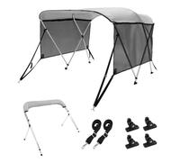 VEVOR 3 Bow Bimini Top Boat Cover, Detachable Mesh Sidewalls, 600D Polyester Canopy with 1" Aluminum Alloy Frame, Includes Storage Boot, 2 Support