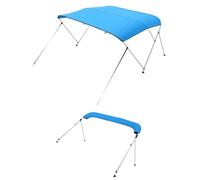 VEVOR 3 Bow Boat Bimini Tops, 600D Polyester Canopy with Aluminum Alloy Frame, Waterproof & Sun Shade Boat Awning Canopy with Storage Bag, 2 Support Poles, 4 Straps, 6'Lx(67"-72")Wx46"H, Pacific Blue