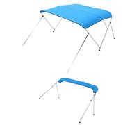 VEVOR 3 Bow Boat Bimini Tops, 600D Polyester Canopy with Aluminum Alloy Frame, Waterproof & Sun Shade Boat Awning Canopy with Storage Bag, 2 Support Poles, 4 Straps, 6'Lx(54"-60")Wx46"H, Pacific Blue