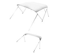 VEVOR 3 Bow Boat Bimini Tops, 600D Polyester Canopy with Aluminum Alloy Frame, Waterproof & Sun Shade Boat Awning Canopy with Storage Bag, 2 Support Poles, 4 Straps, 72"Lx(79"-84") Wx46"H, Light Grey